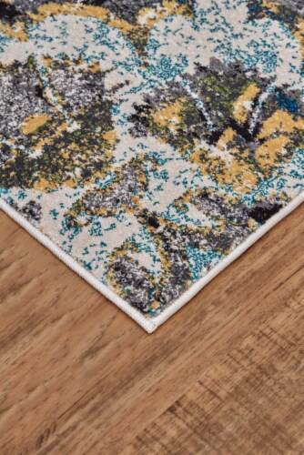 Feizy Rugs Brixton Ombre Medallion Area Rug - Teal Blue/Gold Perspective: left