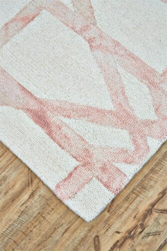 Feizy Rugs Lorrain Geometric Patterned Wool Area Rug - Blush Pink Perspective: left