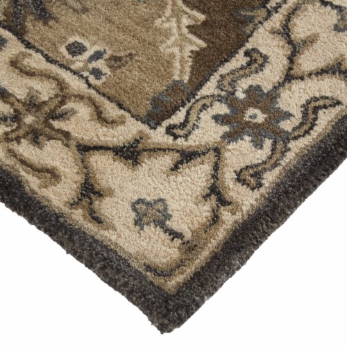 Feizy Rugs Navy/Gray/Beige Eaton Diamond Floral Persian Wool Accent Rug Perspective: left