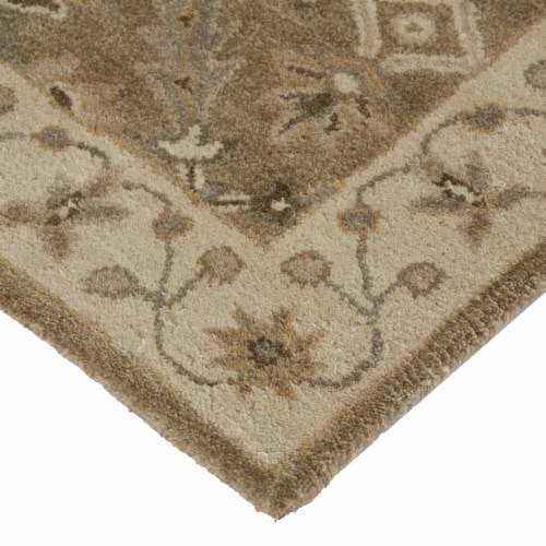 Feizy Rugs Sage/Beige Eaton Floral Diamond Persian Wool Accent Rug Perspective: left