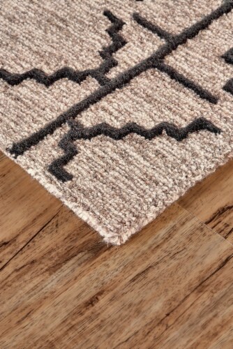 Feizy Rugs Enzo Minimalist Natural Wool Accent Rug - Warm Taupe/Black Perspective: left