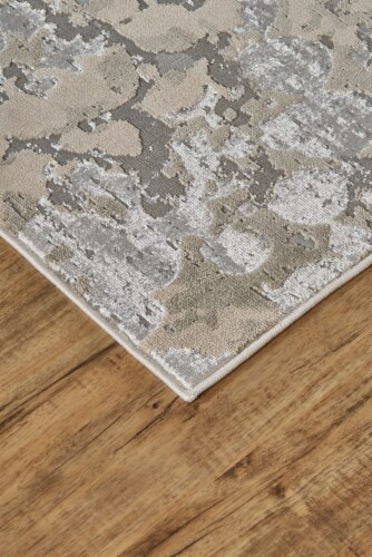 Feizy Micah Modern Metallic Fluid Area Rug - Silver/Ivory Bone Perspective: left