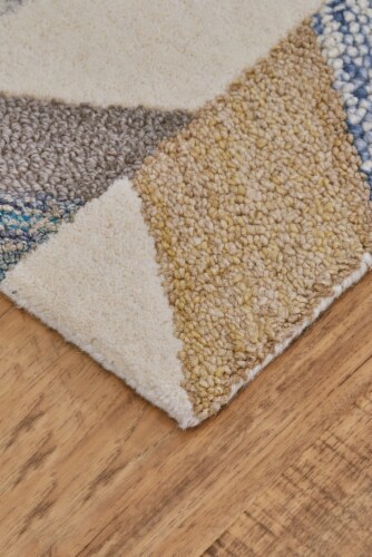 Feizy Rugs Turquoise/Gold Arazad Graphic Chevron Tufted Accent Rug Perspective: left