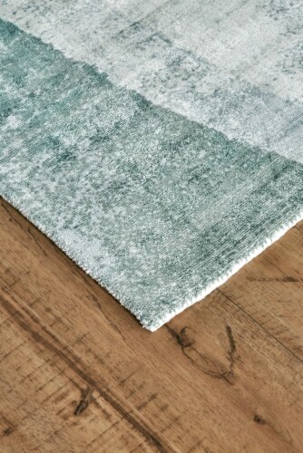 Feizy Rugs Pale Sage Green Emory Handwoven Lustrous Viscose Accent Rug Perspective: left