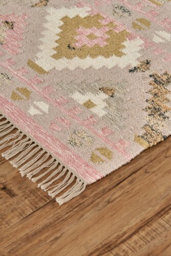 Feizy Rugs Savona Iii Pastel Navajo Bohemian Area Rug - Ivory Sand/Rose Pink Perspective: left