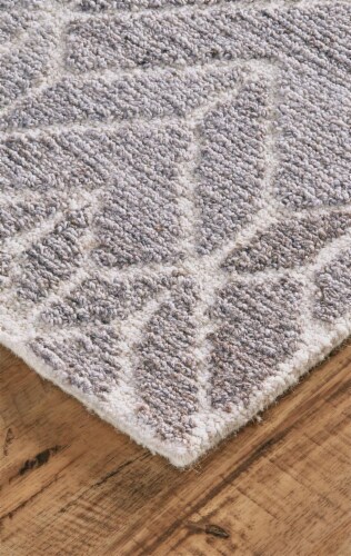 Feizy Rugs Opal Gray/Warm Gray Asher Geometric Tufted Wool Runner Rug Perspective: left