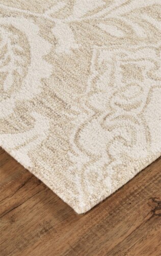 Feizy Belfort Modern Floral Paisley Area Rug - Latte Tan/Ivory Perspective: left