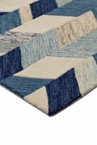 Feizy Rugs Arazad Tufted Graphic Chevron Area Rug - Cobalt Blue/Ivory Perspective: left