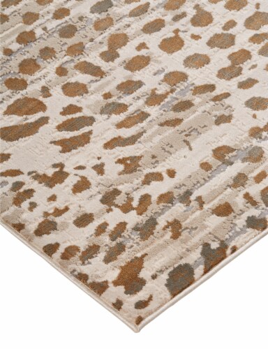 Feizy Rugs Brown/Ivory Waldor Metallic Animal Print Floor Runner Perspective: left