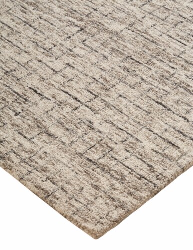 Feizy Belfort Modern Crosshatch Area Rug - Ivory Sand/Charcoal Gray Perspective: left