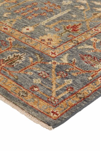 Feizy Carrington Traditional Oushak Runner Rug - Flora/Fauna/Blue/Rust Perspective: left