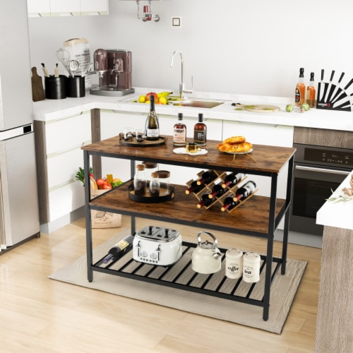 Kitchen island with seating best sale and wine rack