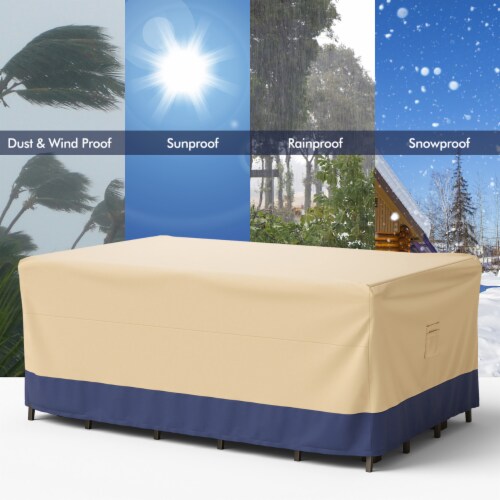 Gymax Rectangular Outdoor Dining Set Cover Waterproof Patio Table w