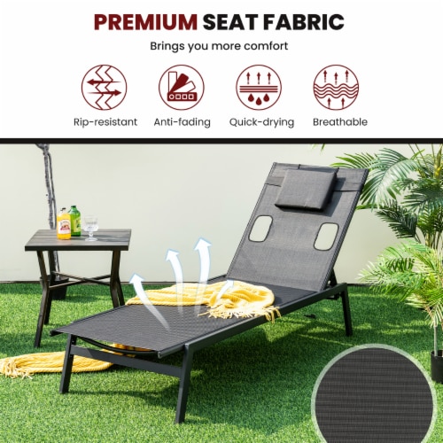 2 Pieces Patio Sunbathing Lounge Chair w Face Hole Detachable