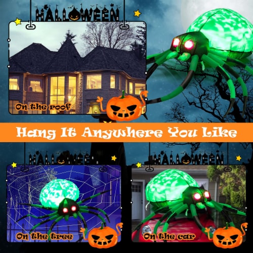 Costway 5 FT Long Halloween Inflatable Spider with White Net Yard Decor w/Rotating Light Perspective: left