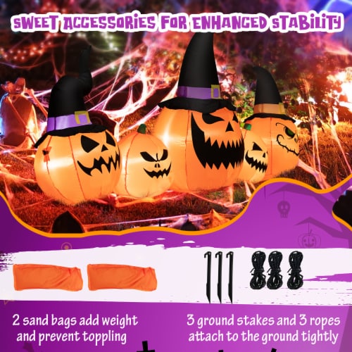 Costway 8 Ft Tall Inflatable Pumpkin Family Waterproof Halloween Yard Decoration w/LED Lights Perspective: left