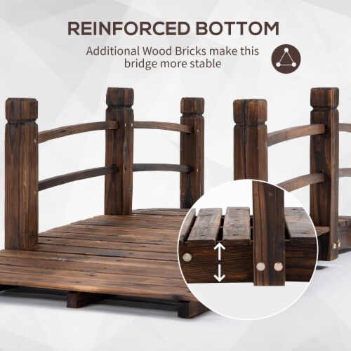 5ft Garden Bridge Yard Decoration Wooden Arc Outdoor Pond w