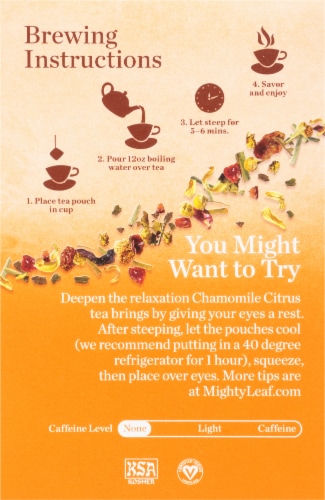 Mighty Leaf Chamomile Citrus Tea Stitched Pouches Perspective: left
