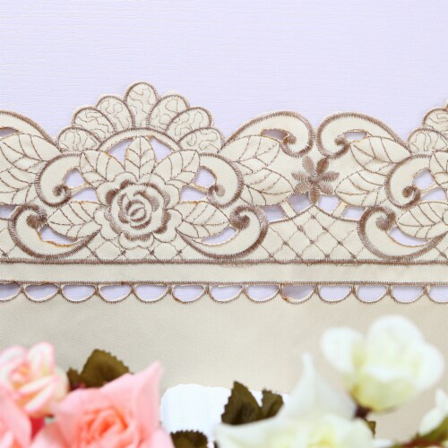 uxcell Table Runner Mat Tassel Flower Embroidery Tablecloth Perspective: left
