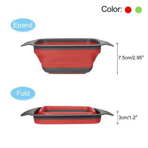 CASA -J Collapsible Colander Set of 2 Small Silicone Square Strainer Perspective: left