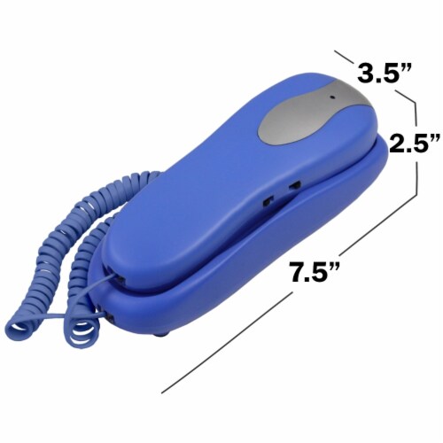 Slimline Blue Colored Phone For Wall Or Desk With Memory Perspective: left