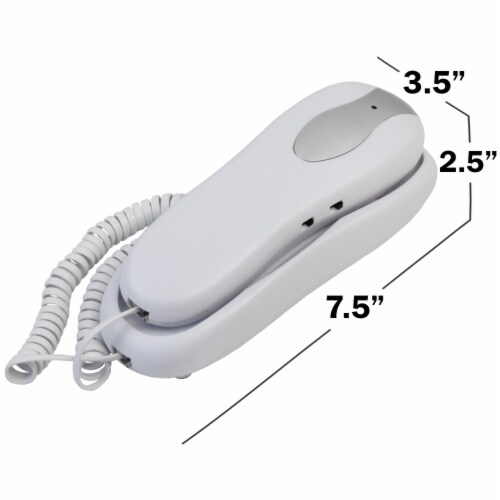 Slimline White Colored Phone For Wall Or Desk With Memory Perspective: left