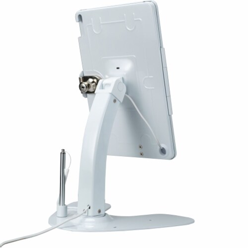 Dual Security Kiosk Stand with Locking Case and Cable for iPad (White) Perspective: left