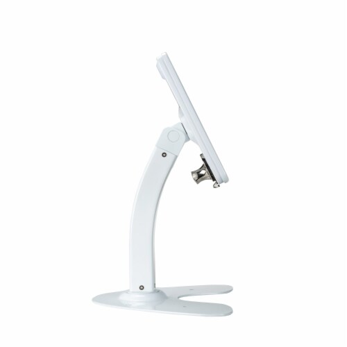 Dual Security Kiosk Stand with Locking Case and Cable for 10.2-Inch iPad® (White) Perspective: left