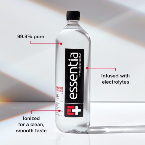 Essentia Purified Alkaline with Electrolytes Bottled Water Perspective: left
