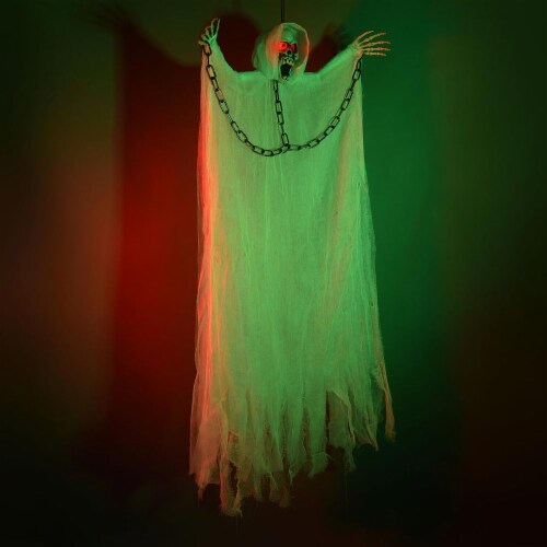 4' Halloween Prop Hanging Chained Prisoner Lighted Eyes Haunted House Party Ornament Decor Perspective: left