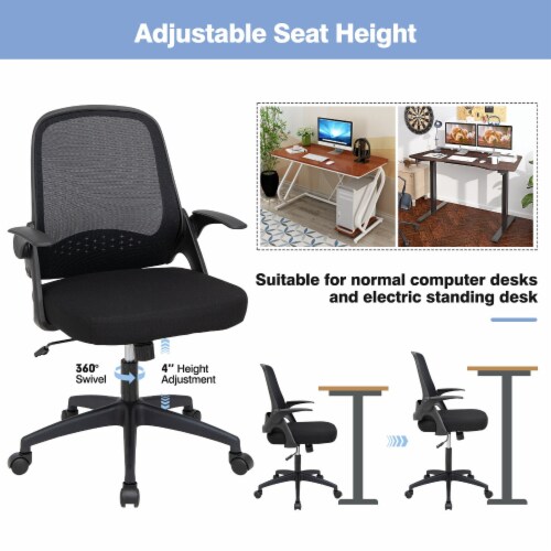 Slickblue Adjustable Mesh Office Chair Rolling Computer Desk Chair with Flip-up Armrest Perspective: left