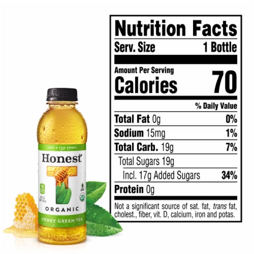 Honest Tea Organic Fair Trade Honey Green Tea Perspective: left