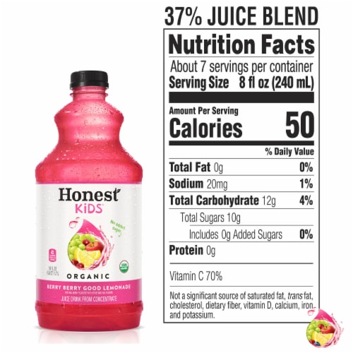 Honest Kids Berry Berry Good Lemonade Organic Fruit Juice Drink Perspective: left