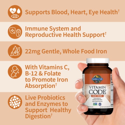 Garden of Life® Vitamin Code® Raw Iron™ Vegan Capsules 22mg Perspective: left