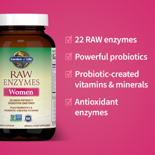 Garden Of Life® Raw Enzymes Women Vegetarian Capsules Perspective: left