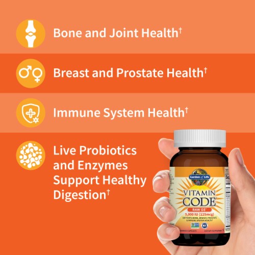 Garden of Life® Vitamin Code® Raw D3™ 5000 IU Capsules Perspective: left