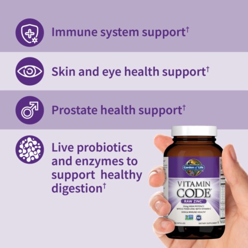 Garden of Life Vitamin Code® Raw Zinc™ High Potency Nutrition Capsules 30mg Perspective: left