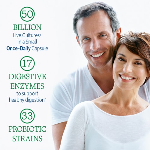 Garden of Life Raw Probiotics Colon Care, Digestive Enzymes, Once Daily Capsules, 50 Billion CFU Perspective: left