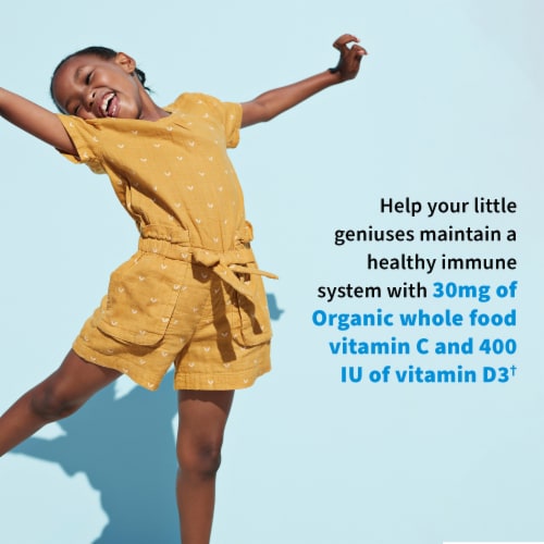 Garden of Life Organic Kids+ Probiotics + Vitamin C & D, 5 Billion CFU, Berry Cherry Chewables Perspective: left