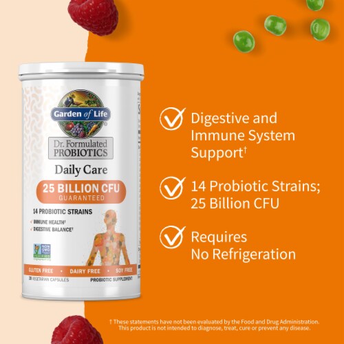 Garden of Life Dr. Formulated Daily Probiotics, Immune & Digestive Health, Capsules, 25 Billion CFU Perspective: left