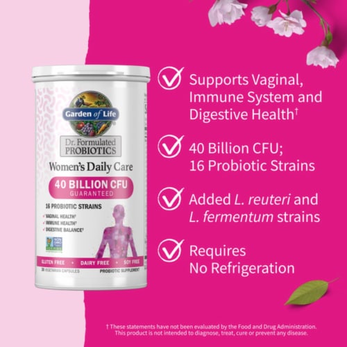 Garden of Life Dr. Formulated Women's Daily Care Probiotics for Vaginal & Digestive Health Capsules Perspective: left