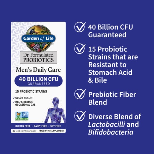 Garden Of Life Dr. Formulated Men's Daily Care Probiotic Capsules Perspective: left