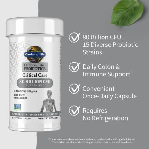 Garden of Life Dr. Formulated Critical Care Probiotics, Colon Health, Immune System, Capsules Perspective: left