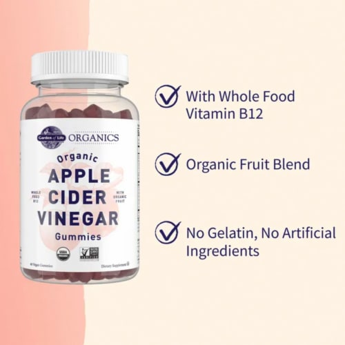 Garden of Life Organics Apple Cider Vinegar Vegan Gummies Original Perspective: left