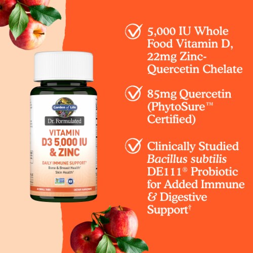 Garden of Life® Vitamin D3 & Zinc Daily Immune Support Small Tabs Perspective: left