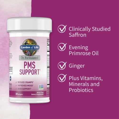 Garden of Life Dr. Formulated PMS Support, Reduce Cramps, Improve Mood & Skin Support, Softgels Perspective: left