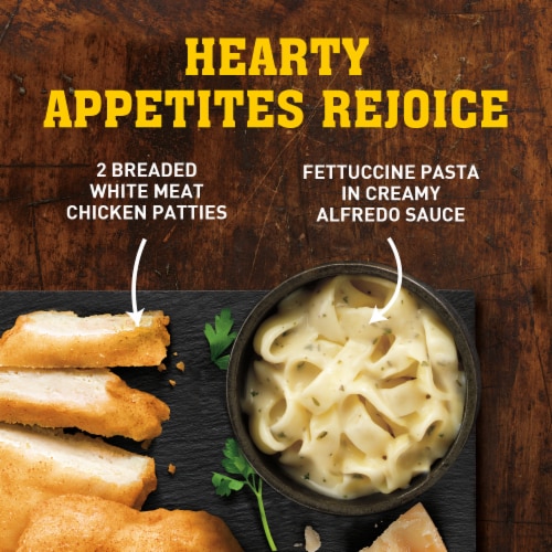 Hungry-Man Double Chicken Bowls Breaded Chicken Alfredo With Fettuccine Pasta Frozen Meal Perspective: left