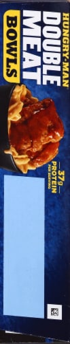Hungry-Man Double Meat Boneless Pork with BBQ Sauce and Mac & Cheese Frozen Protein Bowl Frozen Meal Perspective: left