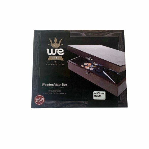 WE Games Wooden Valet Box - Mahogany Stain (Made in USA) Perspective: left