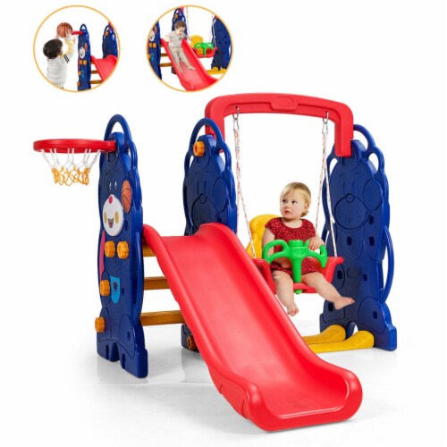 3 in 1 Toddler Climber and Swing Set Kid Climber Slide Playset w
